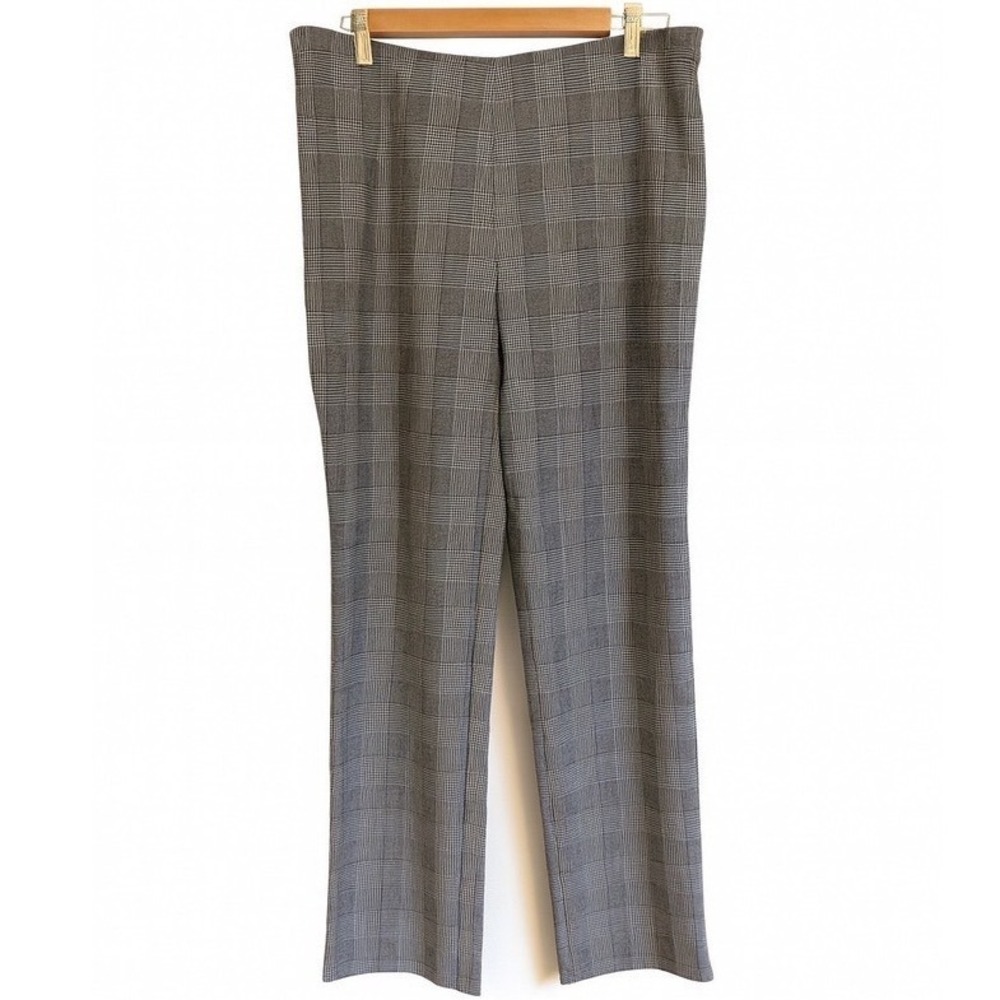 Gretchen Scott Black White Plaid Pull On Pants Large Preppy Quiet Luxury $129